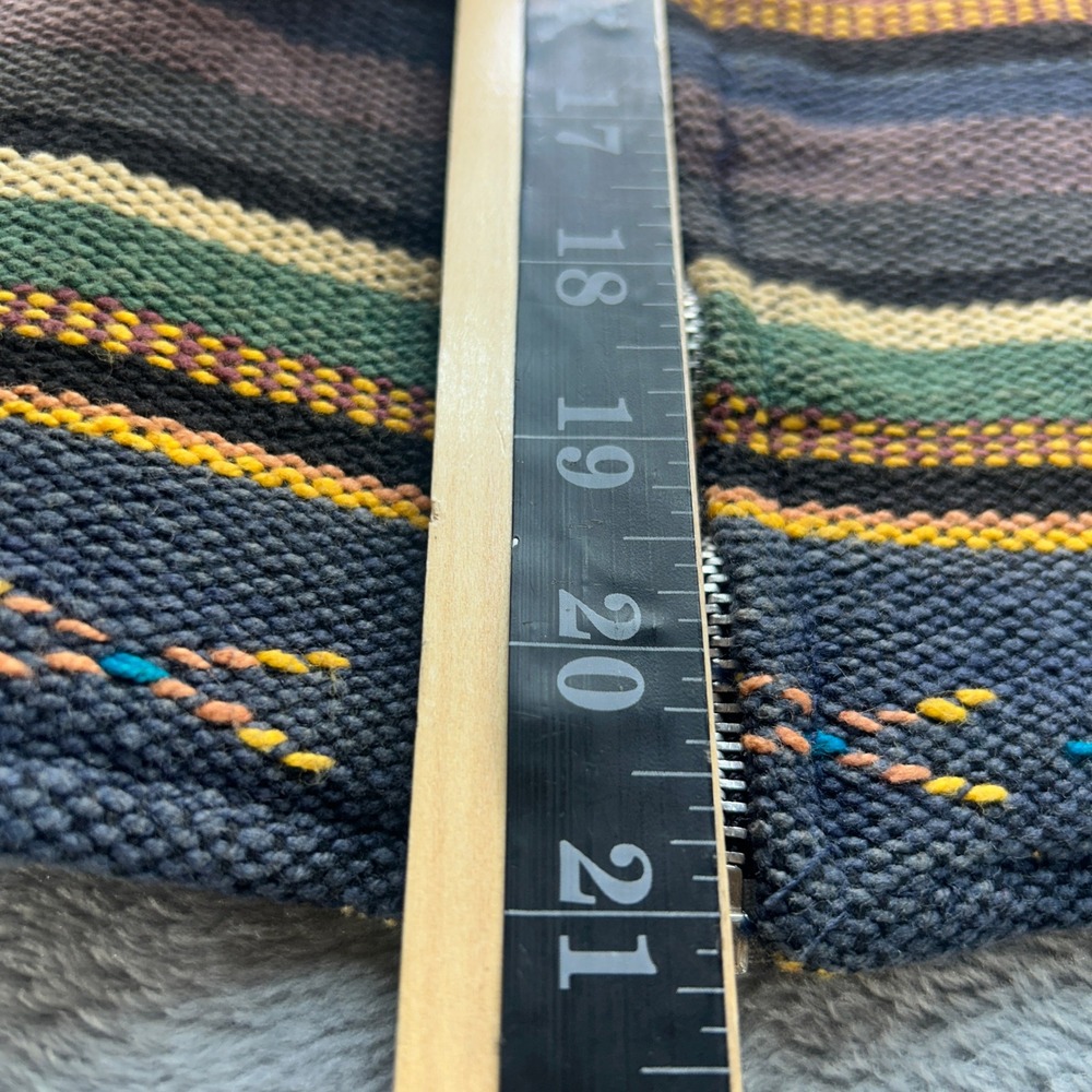 Vintage Y2K Southwestern Striped Woven Cotton Vest Blue Corduroy Collar Large - Picture 5 of 9
